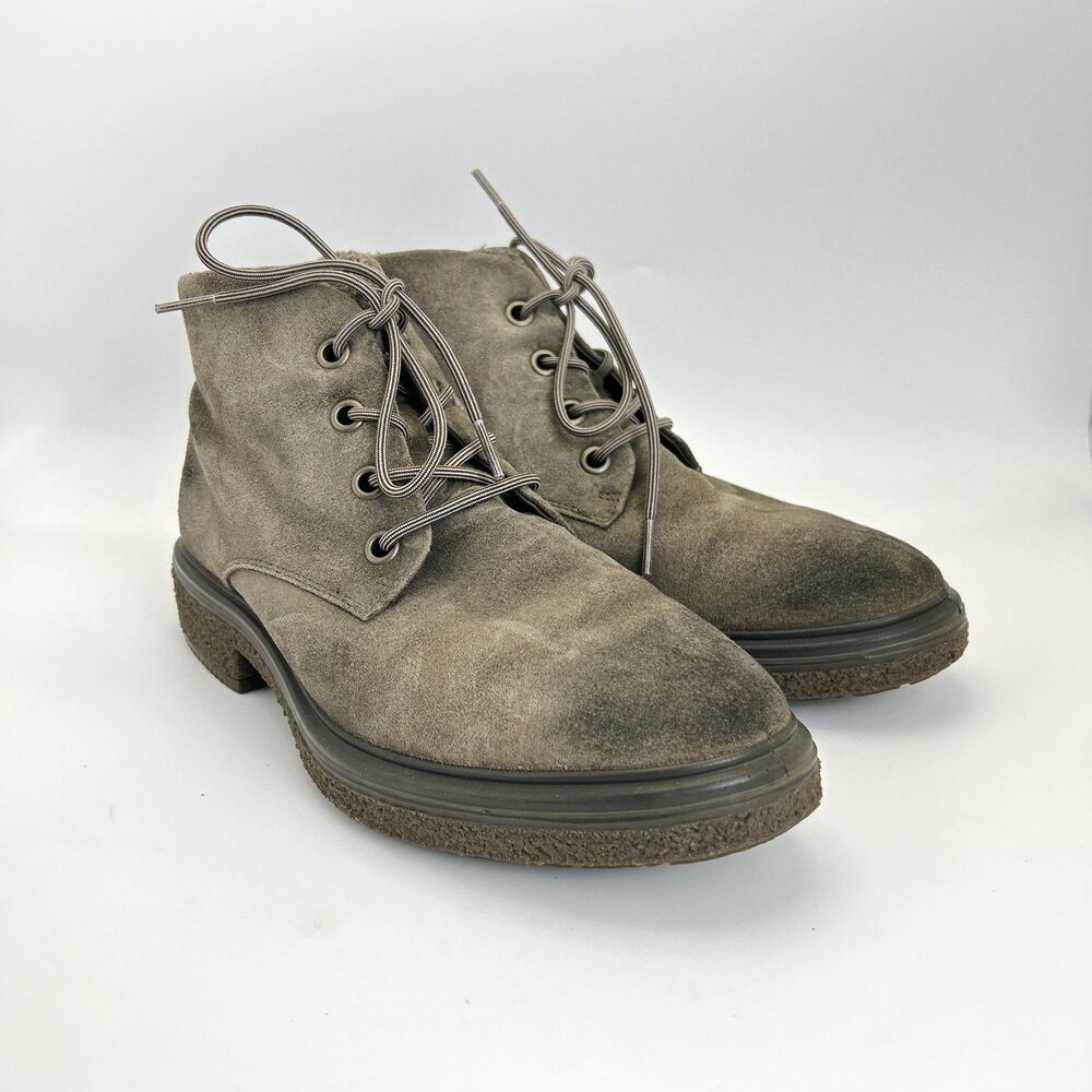 Ecco Crepetray Hybrid Boots Womens Sz 10 EU 41 Olive Green Suede Crepe Soles - Picture 2 of 9
